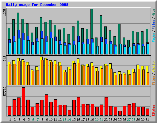 Daily usage for December 2008