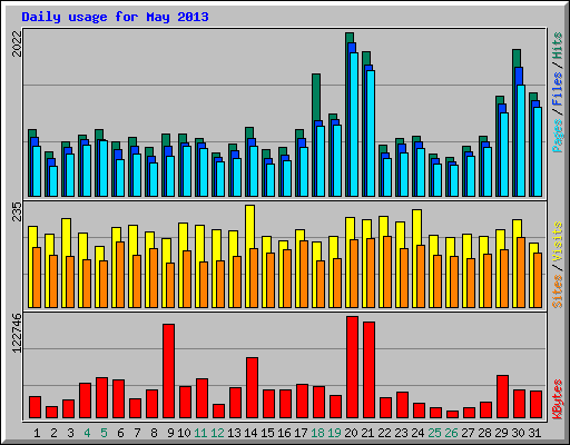 Daily usage for May 2013