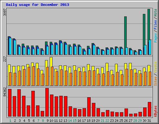 Daily usage for December 2013