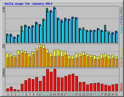 Daily usage for January 2014