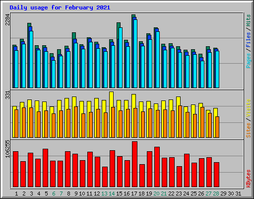 Daily usage for February 2021