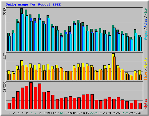 Daily usage for August 2022