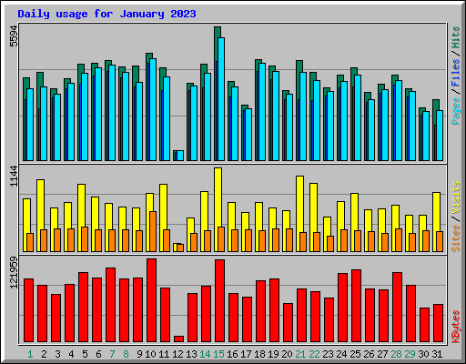 Daily usage for January 2023