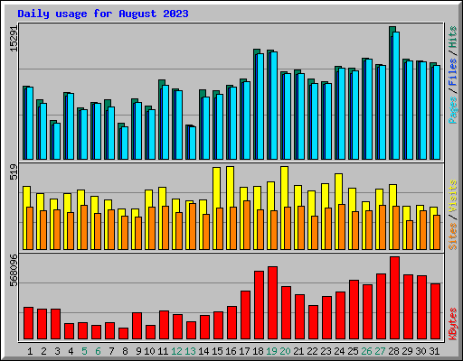 Daily usage for August 2023
