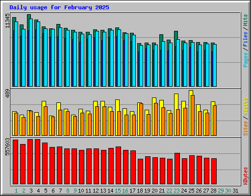 Daily usage for February 2025