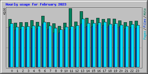 Hourly usage for February 2023